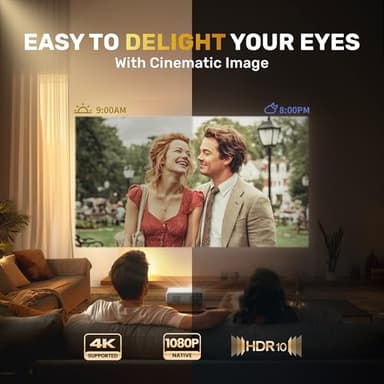 Aurzen EAZZE D1 Smart Projector with WiFi and Bluetooth, Netflix-Officially-Licensed, Auto Focus & Keystone, DoIby Audio, Zoom, Native 1080P Movie, Portable Outdoor Mini Projector, White - Image 4