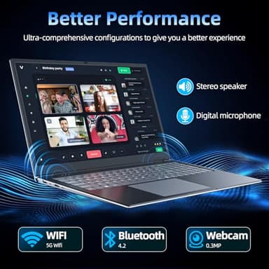 SGIN 17.3 Inch Laptop Computer, Win 11 Laptops with Celeron I3 Processor, 4GB DDR3 128GB SSD, 60800mWh Battery, FHD IPS Display, Type-C, HDMI, 5G WiFi, BT4.2, Numpad, for Business and Students - Image 5