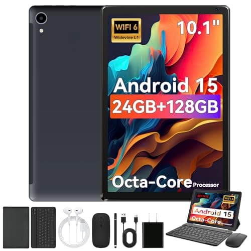 Tablet,10.1" Android 15 Tablet with Octa-core Processor 24GB RAM 128GB ROM HD IPS Touchscreen 8H Battery, Wi-Fi 6, BT 5.0, Dual Camera, Android 15 Tablets with Keyboard Mouse Stylus Case Headphone - Image 1