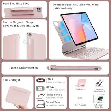 RAYMCRAFT for iPad Air 11-inch (M3 2025 / M2 2024) & iPad Pro 11 inch(1st/2nd/3rd/4th Gen), Magic Keyboard for Air 4/5 10.9", Springy Backlit Keys, Stain-Resistant Surface, Multi-Touch Trackpad, Pink - Image 5