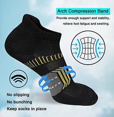 suaskk Womens Athletic Cushioned Anti-Blister Comfort Running Ankle Socks 5 Pairs - Image 5