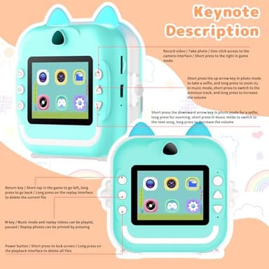 Instant Print Camera for Kids, Christmas Birthday Gifts for Girls Boys, Selfie Digital Camera with 1080P Videos, Portable Camera Toy for 4 5 6 7 8 9 10 Years Old boy with Print Paper & 32G Card - Image 5