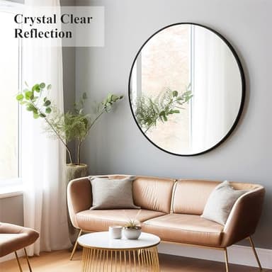 Fabuday Black Round Mirror 30 Inch - Large Circle Mirror for Bathroom, Living Room, Hallway, Entryway, Matte Aluminum Frame Circular Mirrors for Wall Decor - Image 4