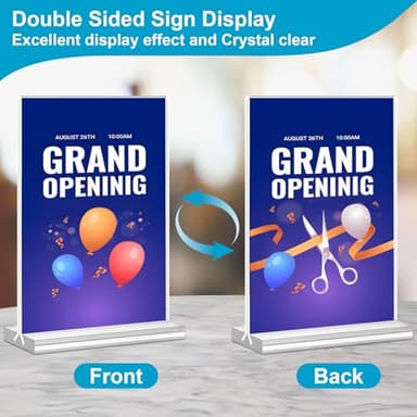 Acrylic Sign Holder 5x7, 10 Pack Clear Double Sided Table Menu Vertical Display Stand Desktop Display Stand Paper Holder Table Sign Suitable for Restaurants Office Store Show Fair - Image 6