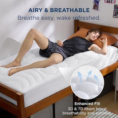 Bedsure Twin XL Mattress Pad - Soft Mattress Topper for College Dorm Room Essentials, Extra Long Twin Quilted Fitted Bed Cover Protector with 8-21 Inches Deep Pocket, Washable, White, 39x80 Inches - Image 3