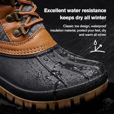 ALEADER Womens Snow Boots Duck Waterproof Boots Insulated Warm Brown Cold Weather Grey 8 M US Women - Image 5