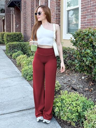 YEOREO Workout Leggings Womens No Front Seam Straight Leggings 31.5" High Waist Buttery Eddiy Gym Yoga Pants Ancora Red XS - Image 4