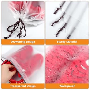25 Pack Shoe Bags for Travel, 15.7" x 11.8" Large Clear Travel Shoe Bag Vacation Essentials Cruise Essentials Portable Drawstring Packing for Men & Women - Image 3