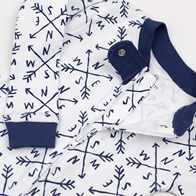 HonestBaby Non-Slip Footed Pajamas One-Piece Sleeper Jumpsuit Zip-Front PJs 100% Organic Cotton for Baby Boys, Compass, 18 Months - Image 4