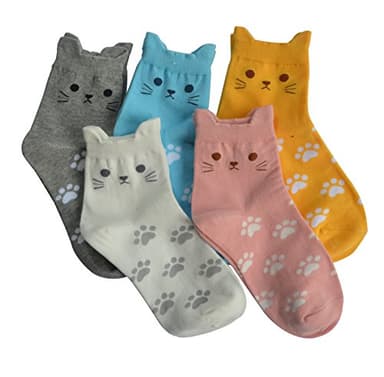 Jeasona Women's Cute Socks Cat Gifts for Women Fun Animals Funny Funky Cotton - Image 1