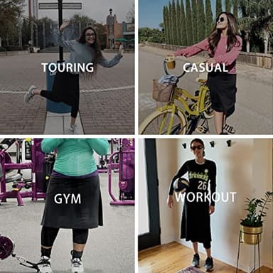 ANIVIVO Women Long Knee Length Skirt with Capris Leggings,Skirted Leggings with High Waisted Zipper Pockets(Black,M) - Image 5