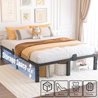 Yitong Angel Queen Bed Frame 12 inch High 3500 lbs Heavy Duty Metal Platform Mattress Foundation with Steel Slat Support/No Box Spring Needed/Noise Free/Non-Slip/Easy Assembly - Image 4