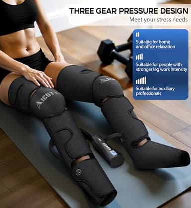 AICUTTI Air Compression Leg Massager with Heat - Circulation Booster for Foot, Calf, Knee & Thigh Pain Relief - Gifts for Women, Men, Dad, & Mom for Mother's Day, Father's Day, Birthdays & Christmas - Image 6
