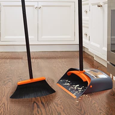 TreeLen Broom and Dustpan Set with 52" Long Handle for Home Kitchen Room Office Lobby Floor Use Upright Stand Up Stand Up Broom with Dustpan Combo - Image 4