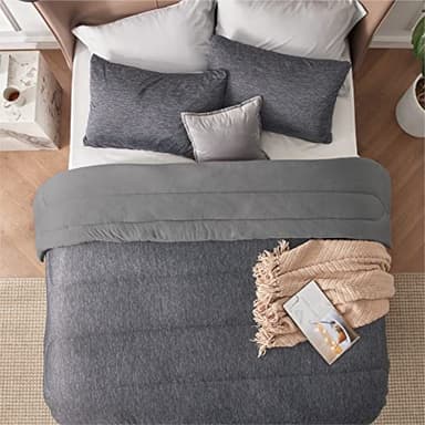 Bedsure King Comforter Set - Cooling and Warm Bed Set, Dark Grey Reversible Bedding for All Season, 3 Pieces, 1 King Size Comforter (102"x90") and 2 Pillow Cases (20"x36") - Image 5