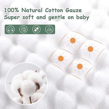 Looxii Muslin Baby Washcloths 6 Pack, 100% Cotton Baby Wash Cloths for Baby Face Body, 12x12 inches Large Soft Absorbent Face Towels for Newborns Gradient Green - Image 2