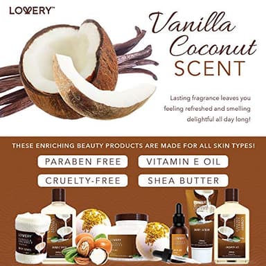 Gifts For Women Gift Basket for Women– 9 Piece Set of Vanilla Coconut Home Spa Set, Includes Fragrant Lotions, Extra Large Bath Bombs, Coconut Oil, Luxurious Bath Towel & More - Image 4