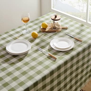 Softalker Checkered Tablecloth Rectangle, Heavy Weight Linen Gingham Christmas Table Cloth with Tassel, Washable Wrinkle Free Buffalo Plaid Table Cover for Dining/Party/Home - 55 x 84 Inch, Sage - Image 3
