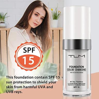 2PCS TLM Flawless Colour Changing Warm Skin Tone Foundation, Naturally Blends Moisturizing foundation makeup, Long Lasting Waterproof Lightweight Liquid Foundation SPF 15 for Face Makeup - Image 7