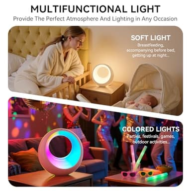 Auxmir Nursery Night Light for Baby, Magic Moon Lamp for Kids and Adult 7 Lighting Colors & 9 RGB Modes, Rechargeable Bedside Table Lamp with Timing Function, Sleep Aid Nursing Lamp for Bedroom - Image 8