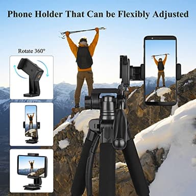 VICTIV 74” Camera Tripod, Tripod for Camera and Phone, Aluminum Professional Tripod Stand for Canon Nikon with Carry Bag and Phone Holder, Compatible with DSLR, iPhone, Spotting Scopes, Max Load 9.5Lb - Image 7