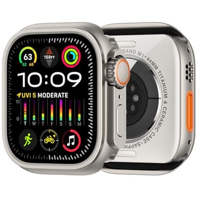 amBand 3 in 1 Metal Case Compatible with Apple Watch Series 6/5/4 SE 3/SE 2/SE 44mm, W1 Rugged Bumper Protector [Turning into Ultra 3/2/1 Upgrade] with Watch Crown + Back Cover, Natural Titanium - Image 1