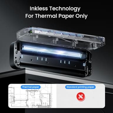 TATTMUSE Portable Printers Wireless for Travel, Inkless Printer for Phone & Laptop, Thermal Bluetooth Small Compact Mobile Printer for Home Use, Support 8.5" X 11" US Letter & A4 Size - Image 4