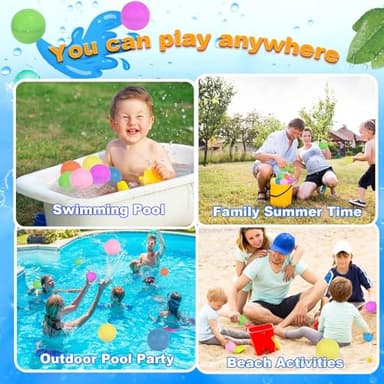 98K Reusable Water Balloons 6Pcs with Mesh Bag, Self Sealing Silicone Ball Latex-Free, No Clean Hassle, Easy to Fill, Summer Toys Water Toy Swimming Pool Beach Park Yard Outdoor Games Party Supplies - Image 6