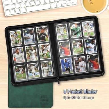 Trading Card Binder, Premium 9 Pocket Double Sided 540 Pocket PU Card Collection Binder, Collectible Trading Card Albums for MTG, TCG, Sport Card, Game Cards (Dark Green) - Image 6