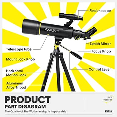 Telescope, 70mm Aperture 400mm AZ Mount Astronomical Refracting Telescopes (20x-200x) for Kids & Adults, Portable Travel with Tripod Phone Adapter, Remote Control, Easy to Use, Black - Image 4
