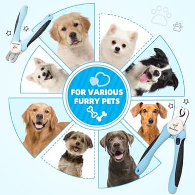 Beenefits Large Dog Nail Clippers with Sharp Stainless Steel Blade for Smooth Cutting, Ergonomic TPE Handle Special Baffle to Avoid Flying Nail Fragments, Hidden Nail File (Large/Medium), Blue - Image 6