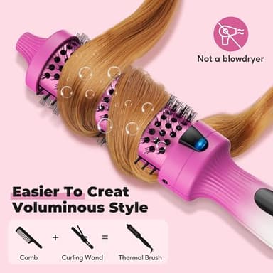Farery 1.5-Inch Thermal Brush - Ceramic Ionic Heated Round Brush for 90's Full-Bodied Style, Volumizing, Smooth Hair & Natural Curls, Dual MCH Heating, Digital Display, 9 Temperature, Dual Voltage - Image 5