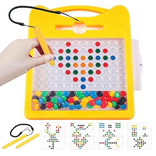 Magnetic Drawing Board for Kids, Toddler Magnet Doodle Board with 2 Pens, Magnetic Dot Art, Fine Motor Skills Toys, Airplane Travel Essentials Toys for Boys Girls (Yellow Cat) - Image 1