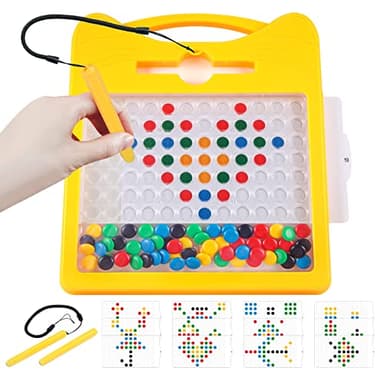 Magnetic Drawing Board for Kids, Toddler Magnet Doodle Board with 2 Pens, Magnetic Dot Art, Fine Motor Skills Toys, Airplane Travel Essentials Toys for Boys Girls (Yellow Cat) - Image 1
