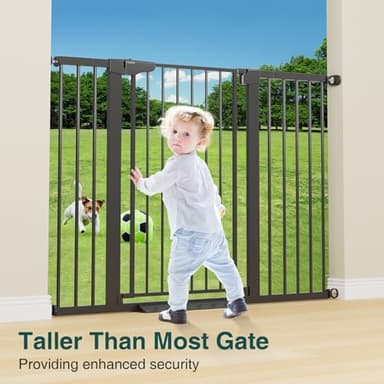 Cumbor 36" Extra Tall Baby Gate for Stairs, 29.7-54.2" Extra Wide Dog Gate for Doorways Hallways, Pressure Mounted Child Gate for Wide Opening, Auto Close Personal Safety for Babies and Pets, Black - Image 4
