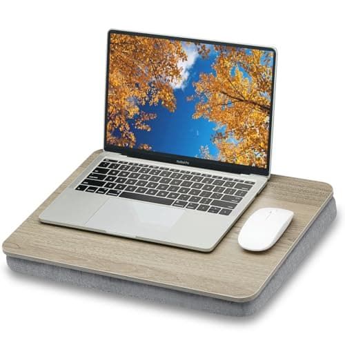 ZEAPTAC Lap Desk with Pillow Cushion, Portable Laptop Bed Desk, Fits up to 15.6 inch Laptop, Lap Stand for Bed & Couch & Carpet, Book Tablet/Drawing Board/Stand - Black Wood - Image 1