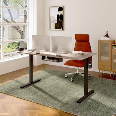 FLEXISPOT EN2 Whole-Piece Standing Desk with Clamp Power Strip, 48 x 30 Electric Stand Up Height Adjustable Desk with Cable Management (Black Frame + 48" Gray Wood Grain Desktop, 2 Packages) - Image 2
