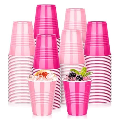 KesaPlan 100 PCS 12 OZ Plastic Cups, Party Cups Light Pink and Hot Pink Cups Disposable Drinking Cup Bulk For Bachelor Party Christmas Graduation Wedding Birthday Halloween Picnic Festive Celebrations - Image 1