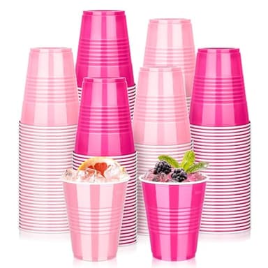 KesaPlan 100 PCS 12 OZ Plastic Cups, Party Cups Light Pink and Hot Pink Cups Disposable Drinking Cup Bulk For Bachelor Party Christmas Graduation Wedding Birthday Halloween Picnic Festive Celebrations - Image 1