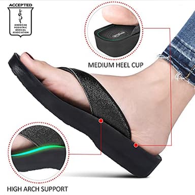 AEROTHOTIC Women's Comfortable Orthotic Flip-Flops Sandal (US Women 9, Crystal Black) - Image 4