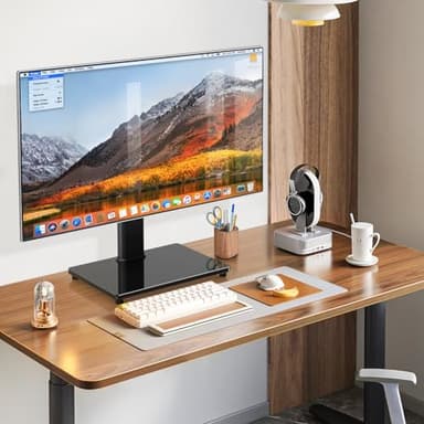 Rfiver Universal Swivel Tabletop TV Stand for Flat Screens 23 24 26 32 39 40 42 43 Inch, Heavy Duty Center Pedestal Stand Replacement with Black Tempered Glass Base and Height Adjustable Mount - Image 9