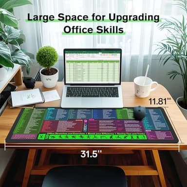 Large Excel Cheat Sheet Desk Pad, Cheat Table Gaming Mousepad, Over 150 Excel Shortcuts, Non-Slip Sewn Edge, Suitable for Office Use, Employee Appreciation Gift - Image 6