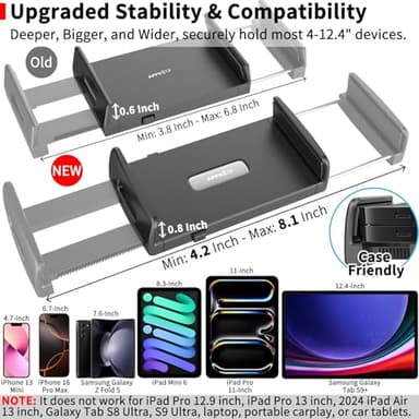 APPS2Car for Sturdy iPad Holder for Car CD Slot Tablet Mount, 2-in-1 Universal 4.7-11" Holder for iPad Pro 11 Air Mini, iPhone, Galaxy Z Fold, Adjustable 360° Rotation, Road Trip Essentials - Image 7