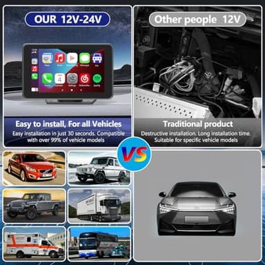 Gegaibe Wireless Car Stereo with Apple CarPlay/Android Auto, Portable Touch Screen Car Radio Multimedia Player with Bluetooth, Backup Camera, Navigation, Mirror Link for All Vehicles - Image 6