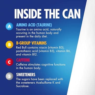 Red Bull Energy Drink Sugar Free Variety Pack, Red, Amber, and Sea Blue, with 80mg Caffeine, Taurine & B Vitamins, 8.4 fl. oz., 2 x 12 pack, 24 Cans Case - Image 3