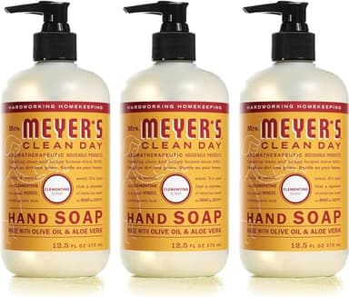 MRS. MEYER'S CLEAN DAY Hand Soap, Clementine, Made with Essential Oils, 12.5 oz - Pack of 3 - Image 1