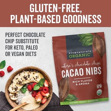 Viva Naturals Organic Cacao Nibs, Unsweetened, 1 LB (454 g), Keto Friendly, Vegan, Non-GMO, Gluten-Free Chocolate Chip Substitute - Image 6