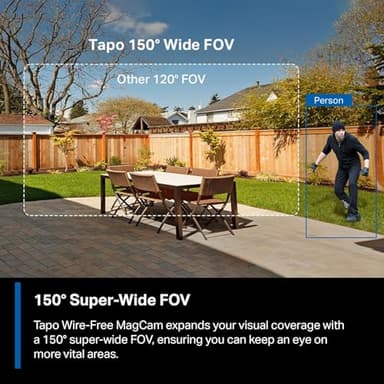 Tapo MagCam, 2025 Wirecutter Best Outdoor Security Camera & PCMag Editors’ Choice, 2K, Battery, Magnetic Mount Wireless Camera, 150° FOV, SD/Cloud Storage, Person/Vehicle Detection - Image 3