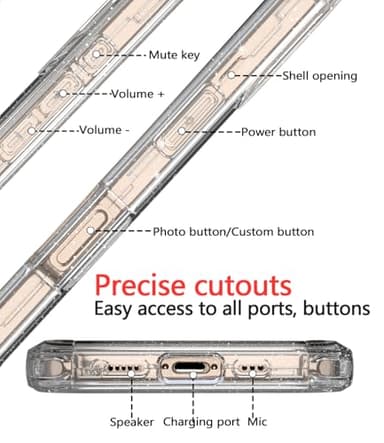 Diverbox for iPhone 16 Pro Max Case [Shockproof] [Dropproof] [Tempered Glass Screen Protector + Camera Protectors] Heavy Duty Protection Phone Case Cover for Apple iPhone 16 Pro Max (Glitter Clear) - Image 7