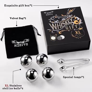 Whiskey Balls Reusable 55mm, Bourbon Gifts for Men Stocking Stuffers, Whiskey Ice Stones with Tongs, for Dad Who Has Everything, Anniversary Birthday Gifts for Boyfriend Grandpa Him Husband from Wife - Image 5